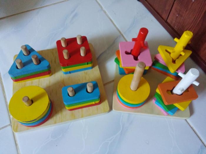 Mainan Anak Balok Bangun Kayu Besar 42B | Lazada Indonesia