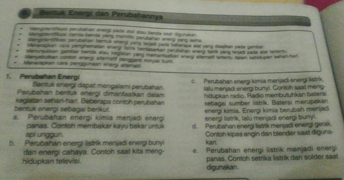 Berilah contoh perubahan energi kimia menjadi energi gerak