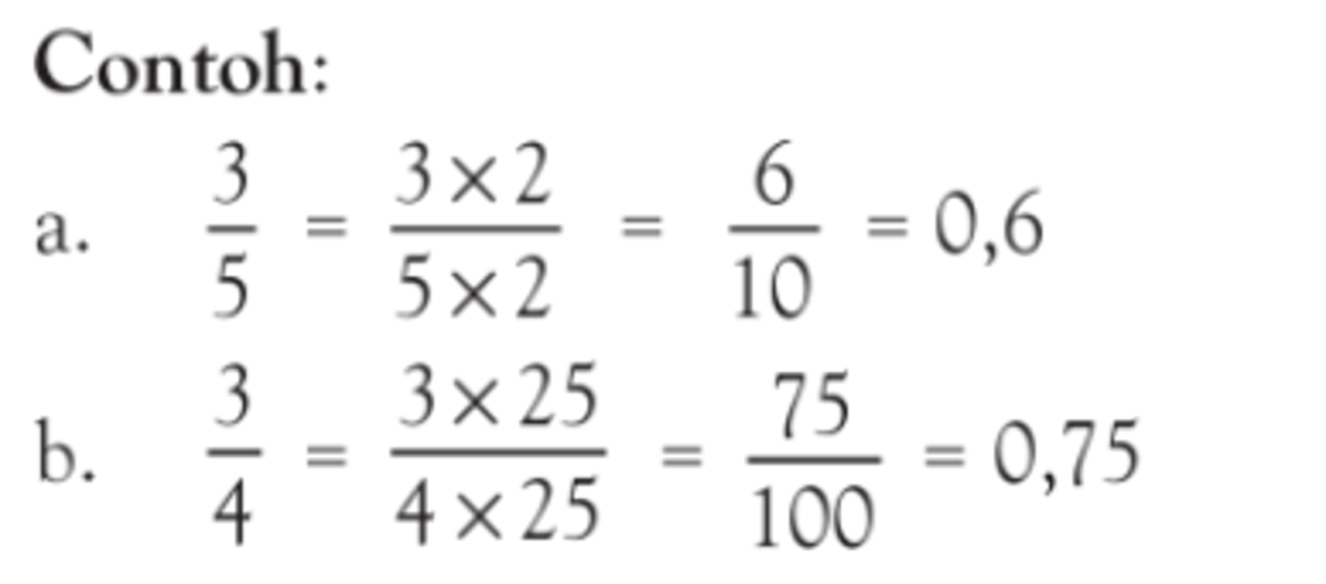 Contoh pecahan desimal