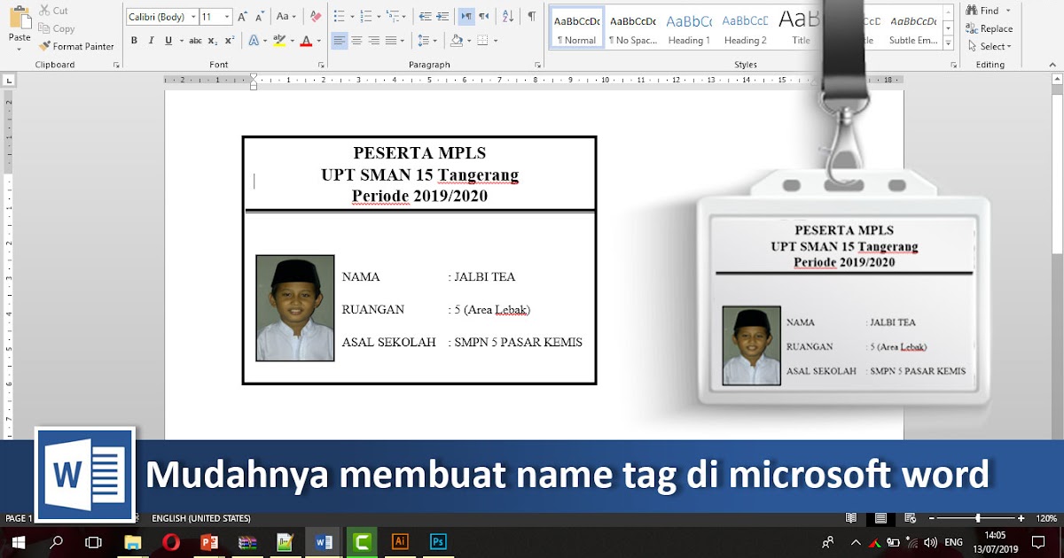 Name tag untuk anak tk