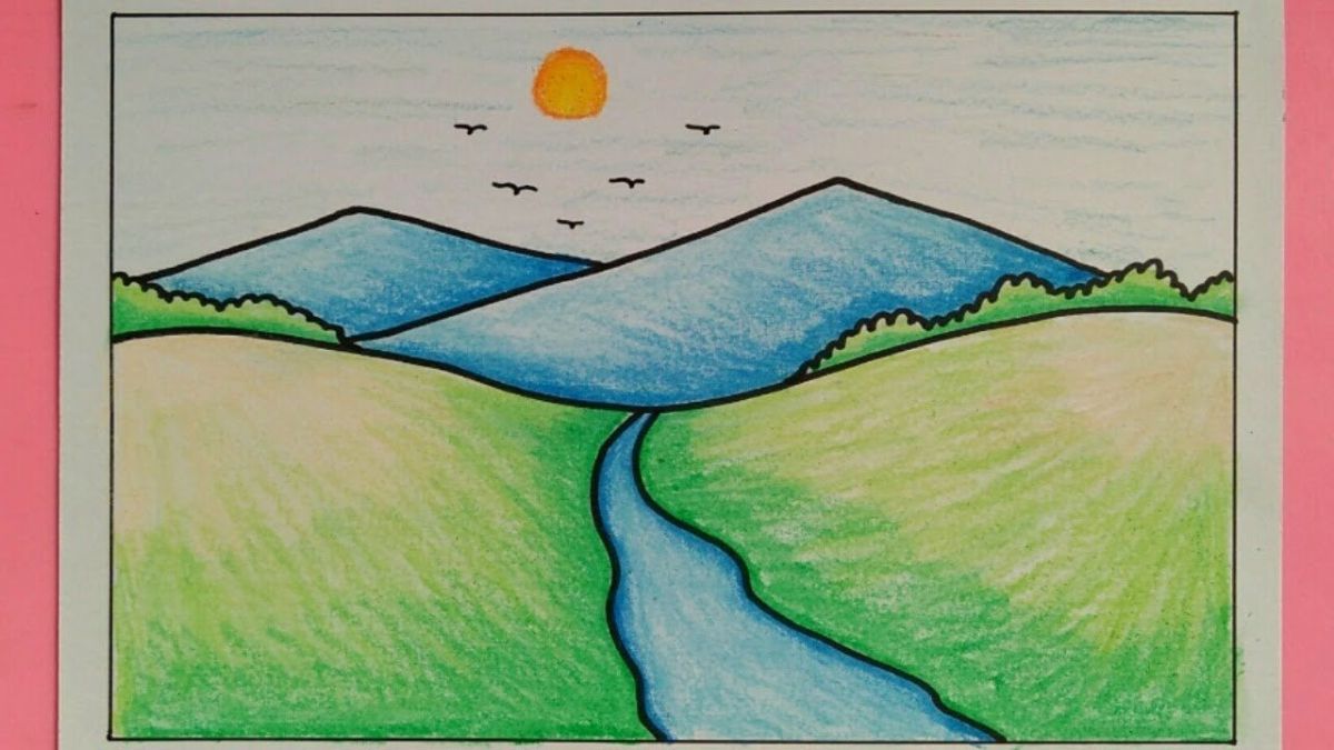 Cara menggambar pemandangan untuk anak tk