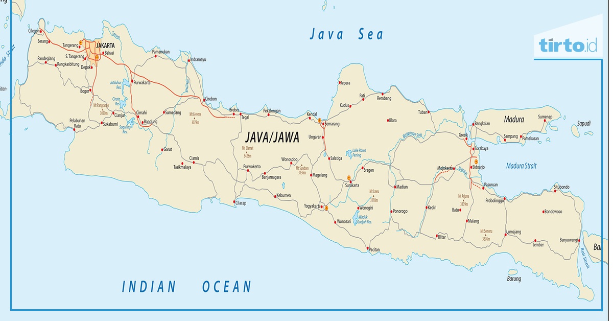 Kondisi geografis pulau jawa berdasarkan peta