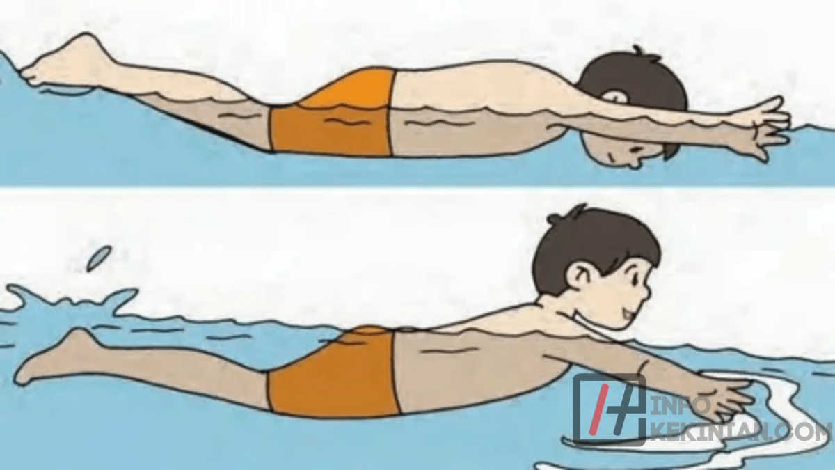 Posisi badan renang gaya punggung yaitu