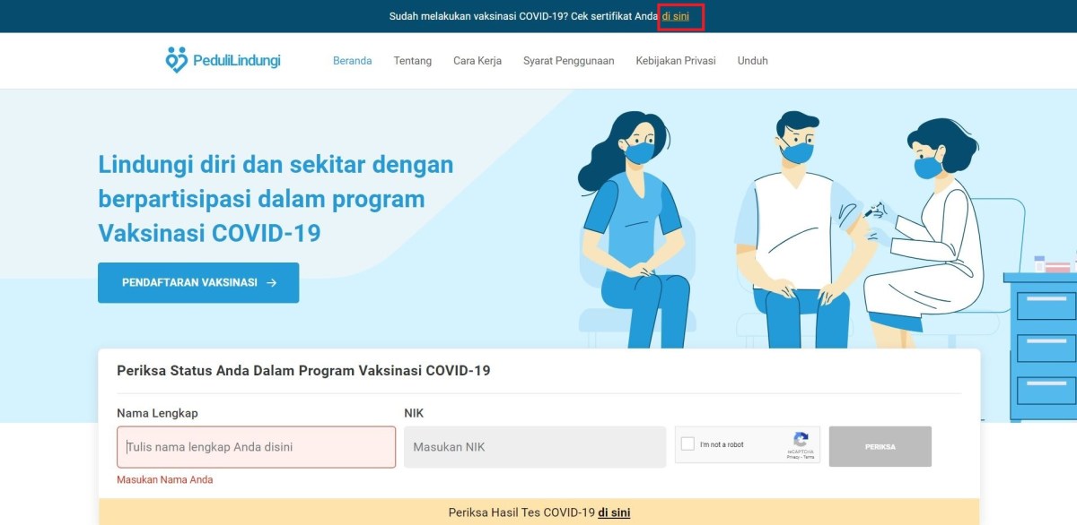 Cara cek sertifikat vaksinasi